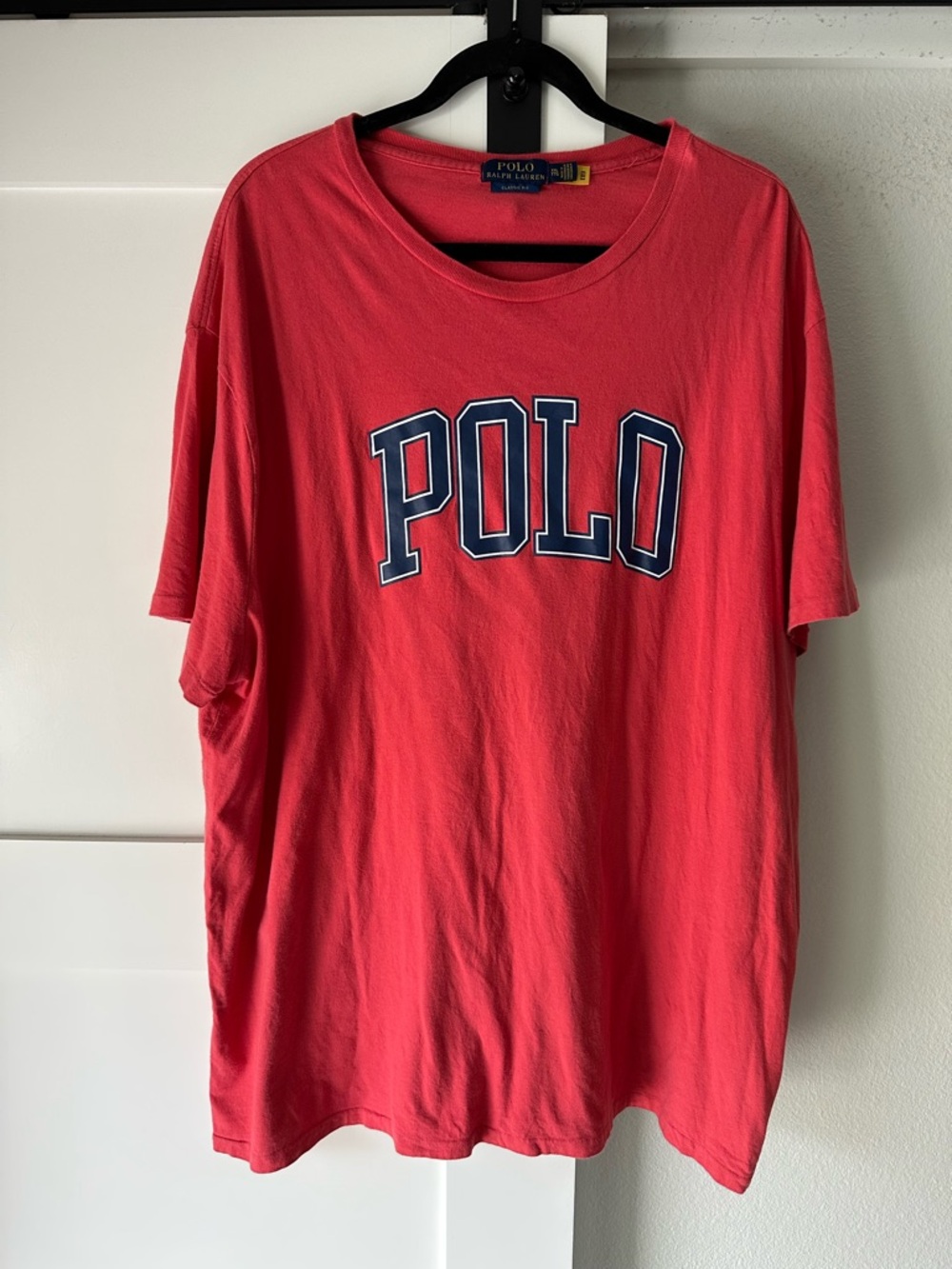 vintage Polo Ralph Lauren red cotton t-shirt in size XXL.